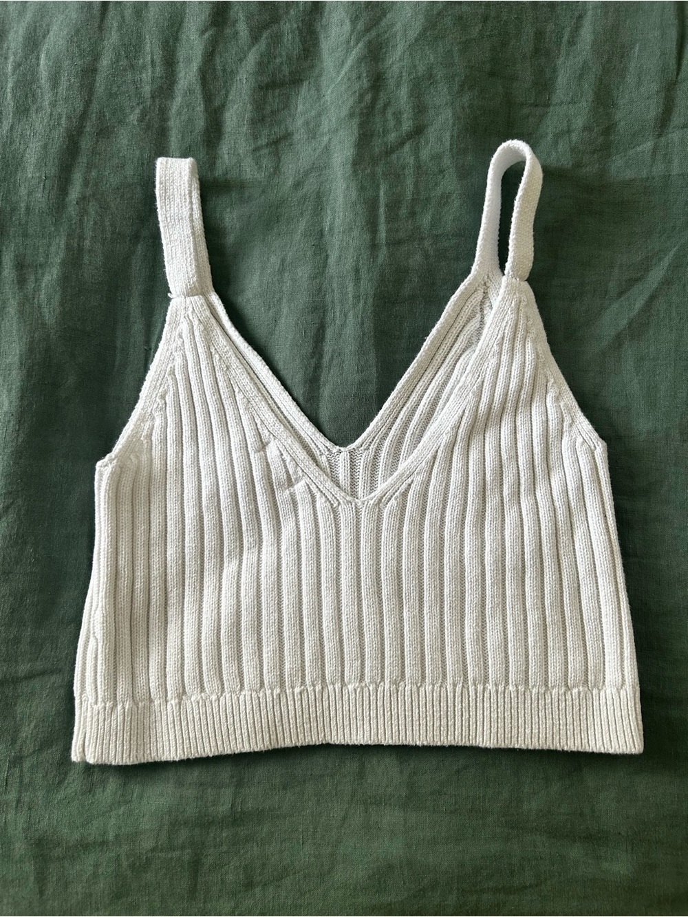 aerie White Ribbed Knit Crop Tank - Picture 2 of 5